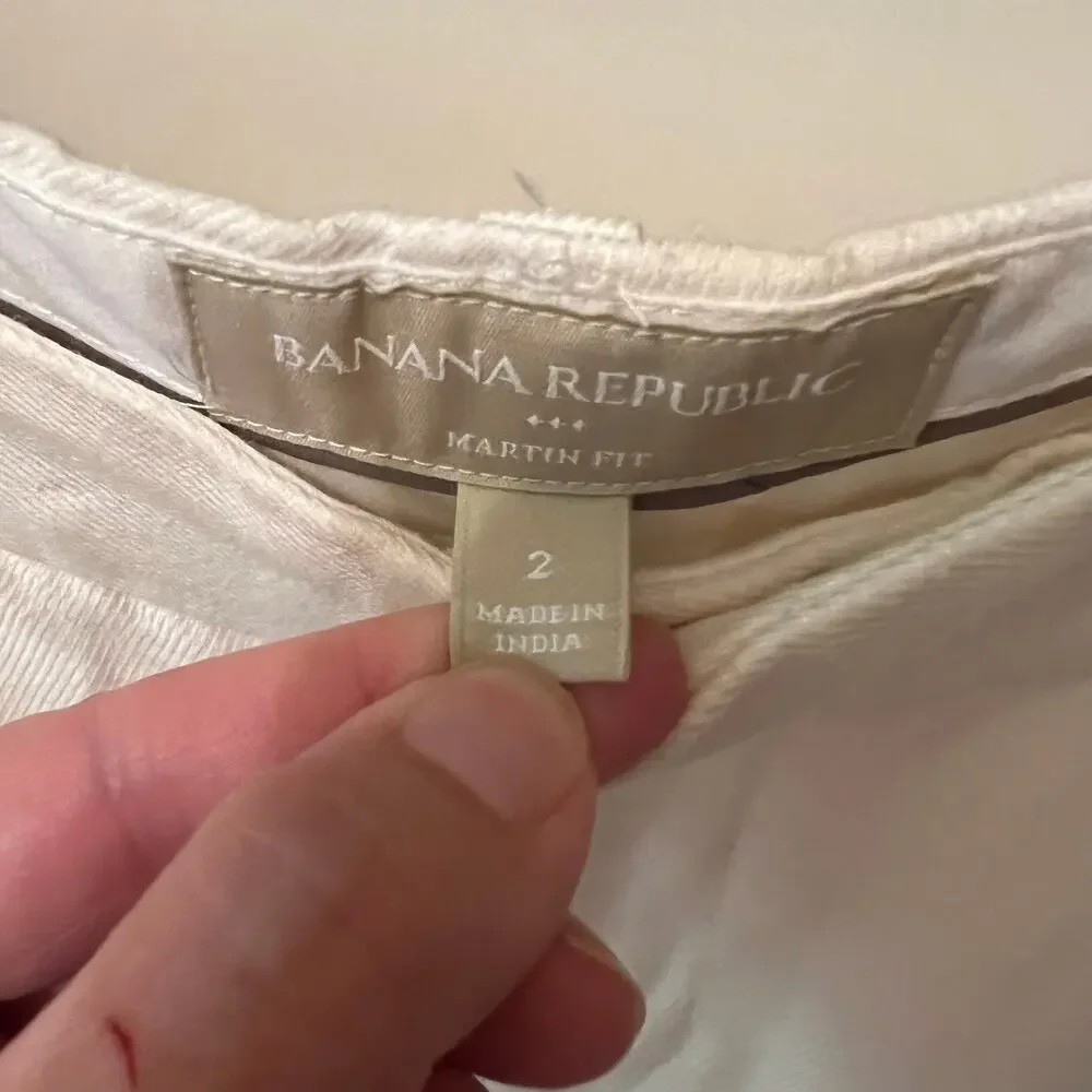 Banana Republic Linen Blend Cream Ivory Wide Leg Pants Summer Vacation Office